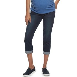 Maternity a:glow Cuffed Full Belly Panel Crop Jeans